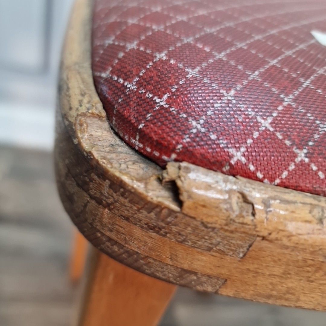 photo furniture Vintage Vinyl Kitchen Stool Wooden Utility Seat Retro Bar Wooden Mid Century
