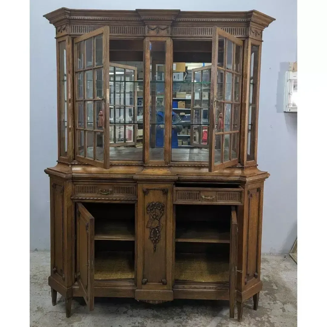 Louis XVI Style Oak Silver Cabinet, Richly Carved photo 4364.0