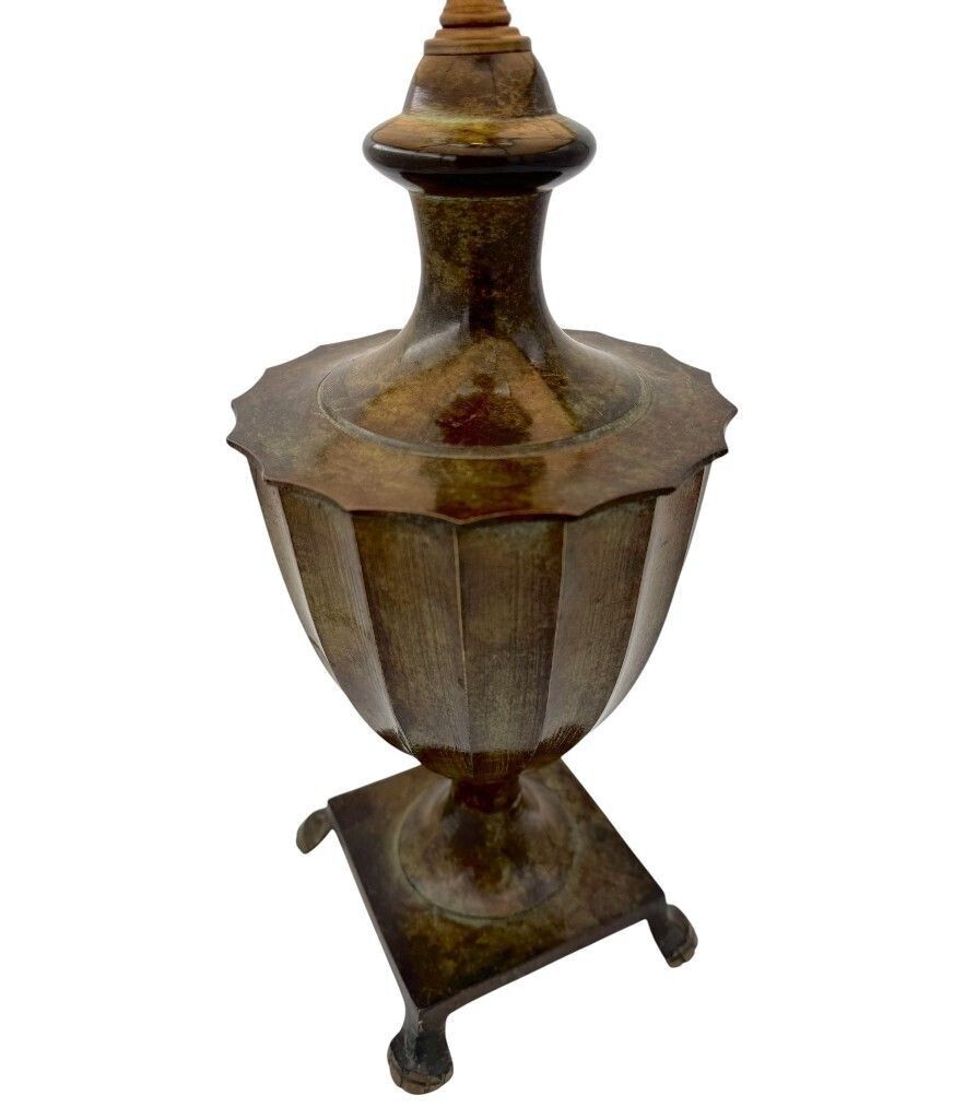 A Pair Of 1970s Classical Cast Bronze Lamps With Verdigris Finish And Paw Feet photo 1585.0