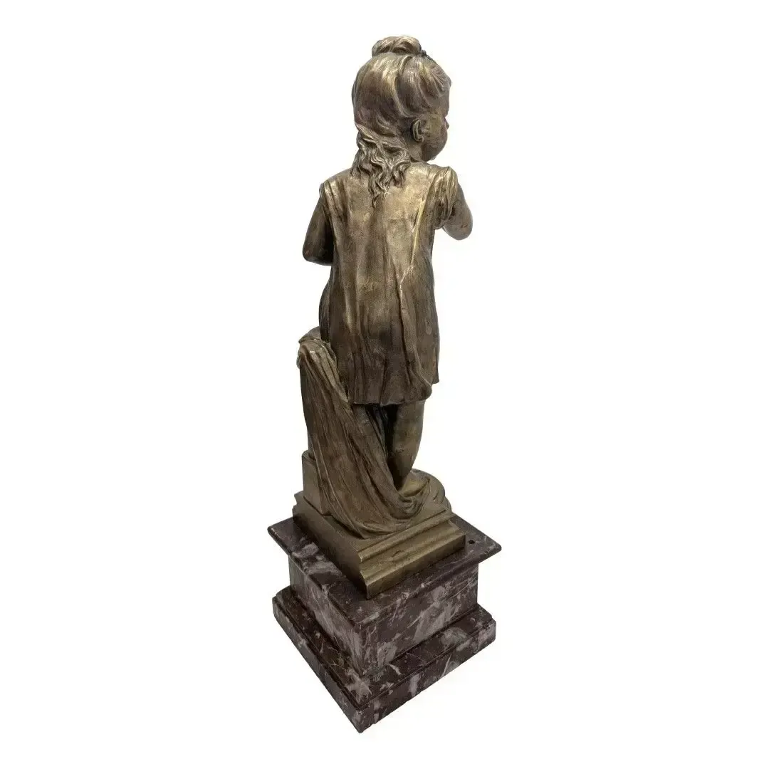 Bronze By Nicolas Lecornet: Young Child Powdering His Face, Late 19th Century photo furniture
