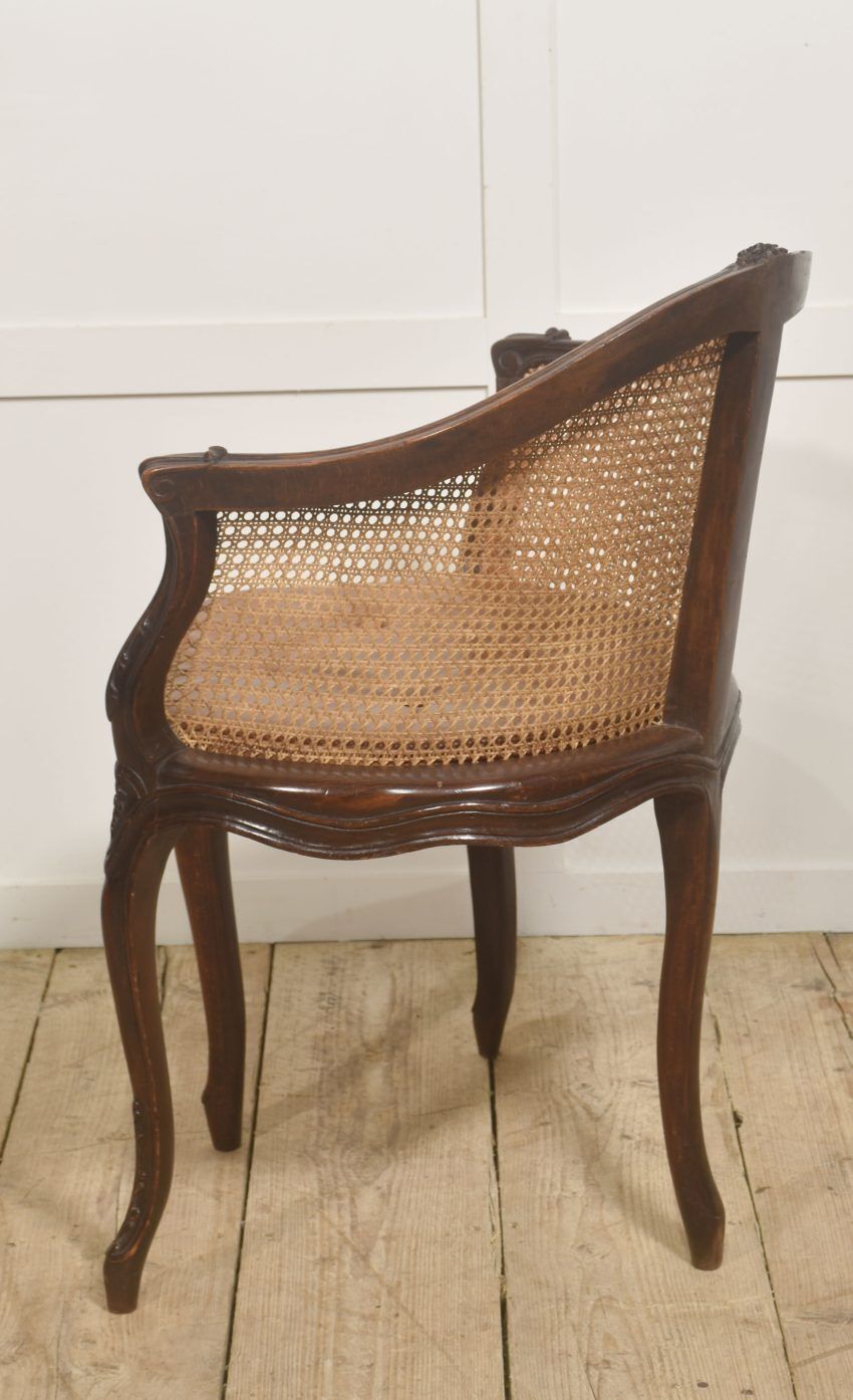 French Carved Oak Caned Bergère Chair photo 834.0