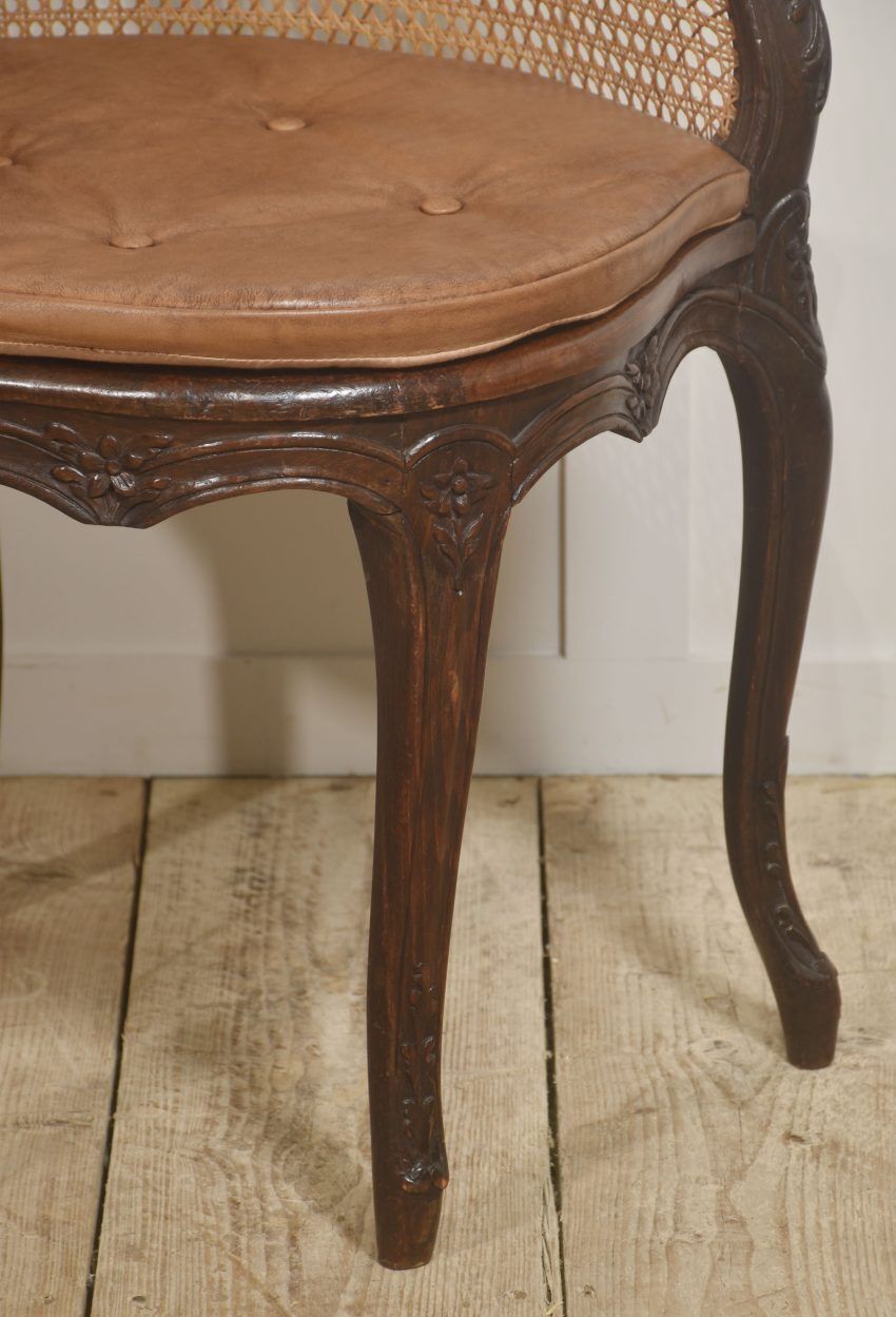 photo furniture French Carved Oak Caned Bergère Chair