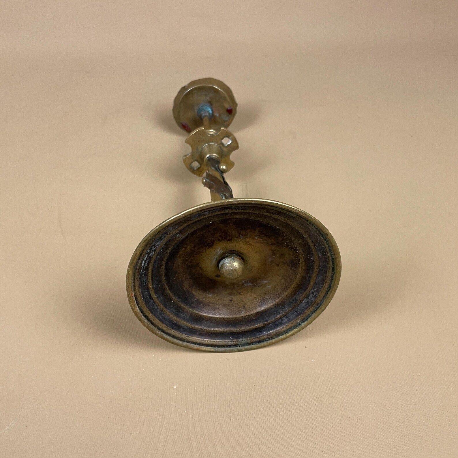 Antique Brass Candlestick Candle Holder Gold Metal Twisted Table Centrepiece Decorative Round Base Floral Centre Display Victorian Style photo buy