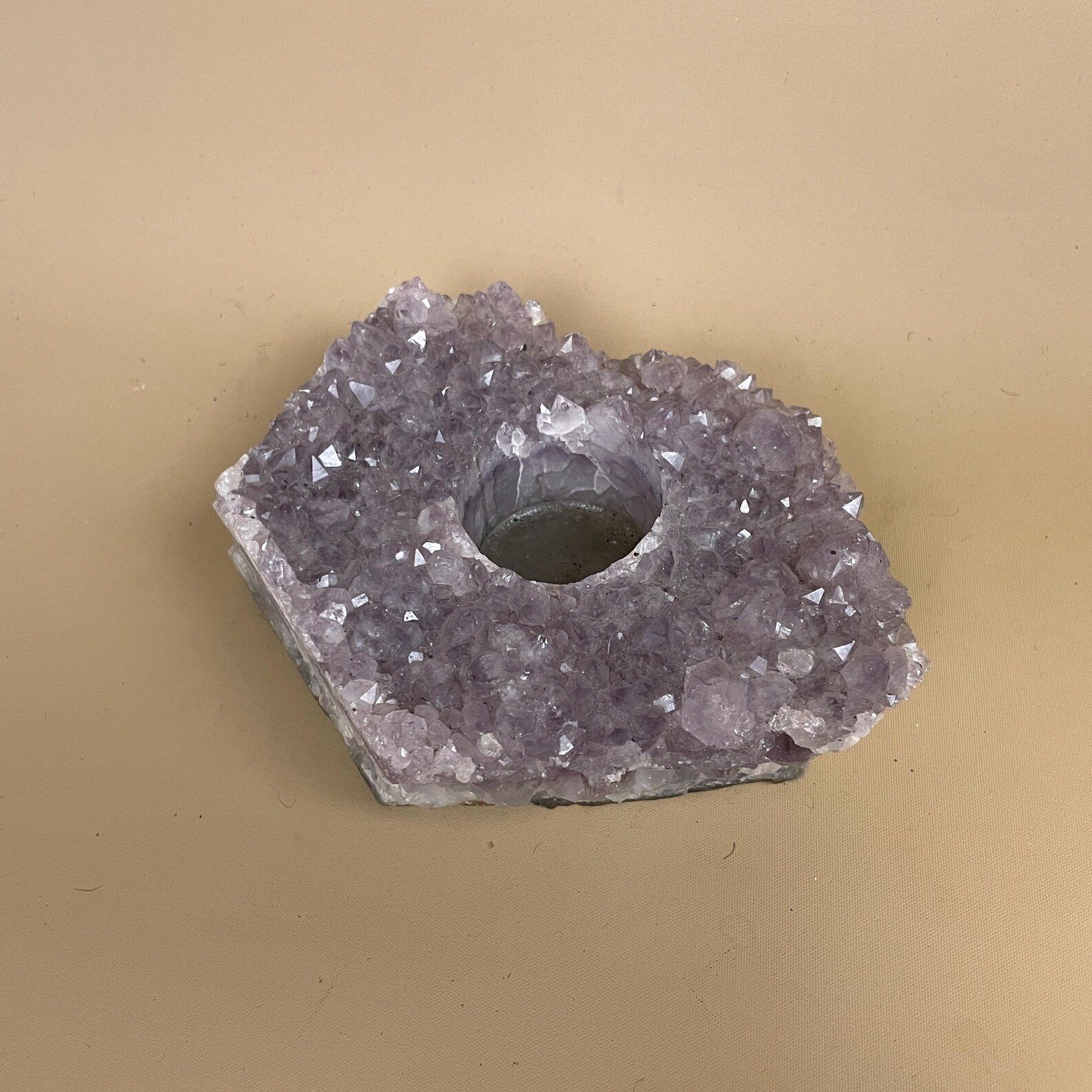 Amethyst Crystal Tea Light Candle Holder Purple Cluster Incense Burner Natural Rock Candlestick Holder Home Interior Decor photo 55.0