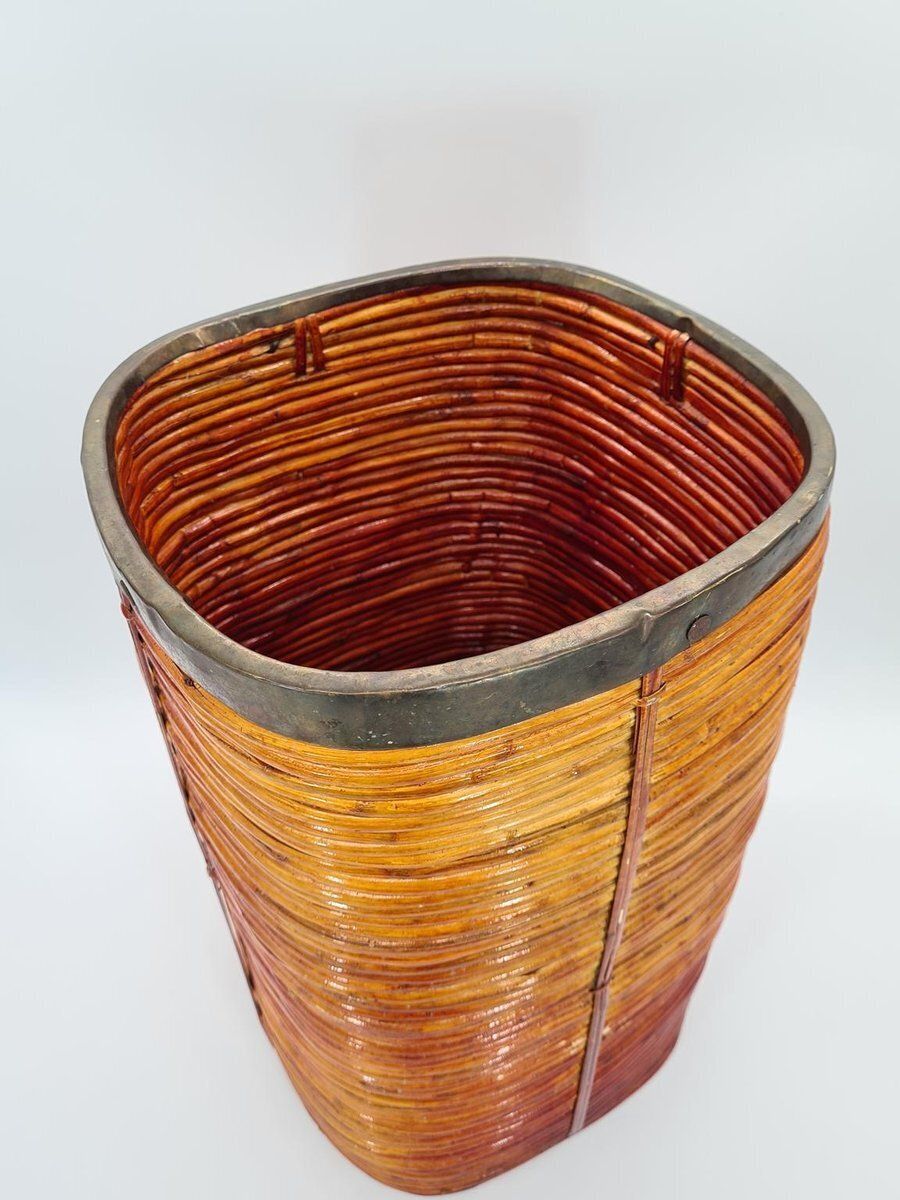 photo furniture Bamboo And Metal Umbrella Stand, 1970s