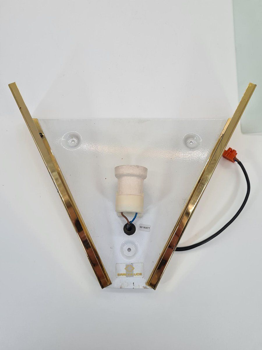 Italian Wall Lamp In Frosted Glass And Brass From Errebi Luce, 1980s photo vinterior