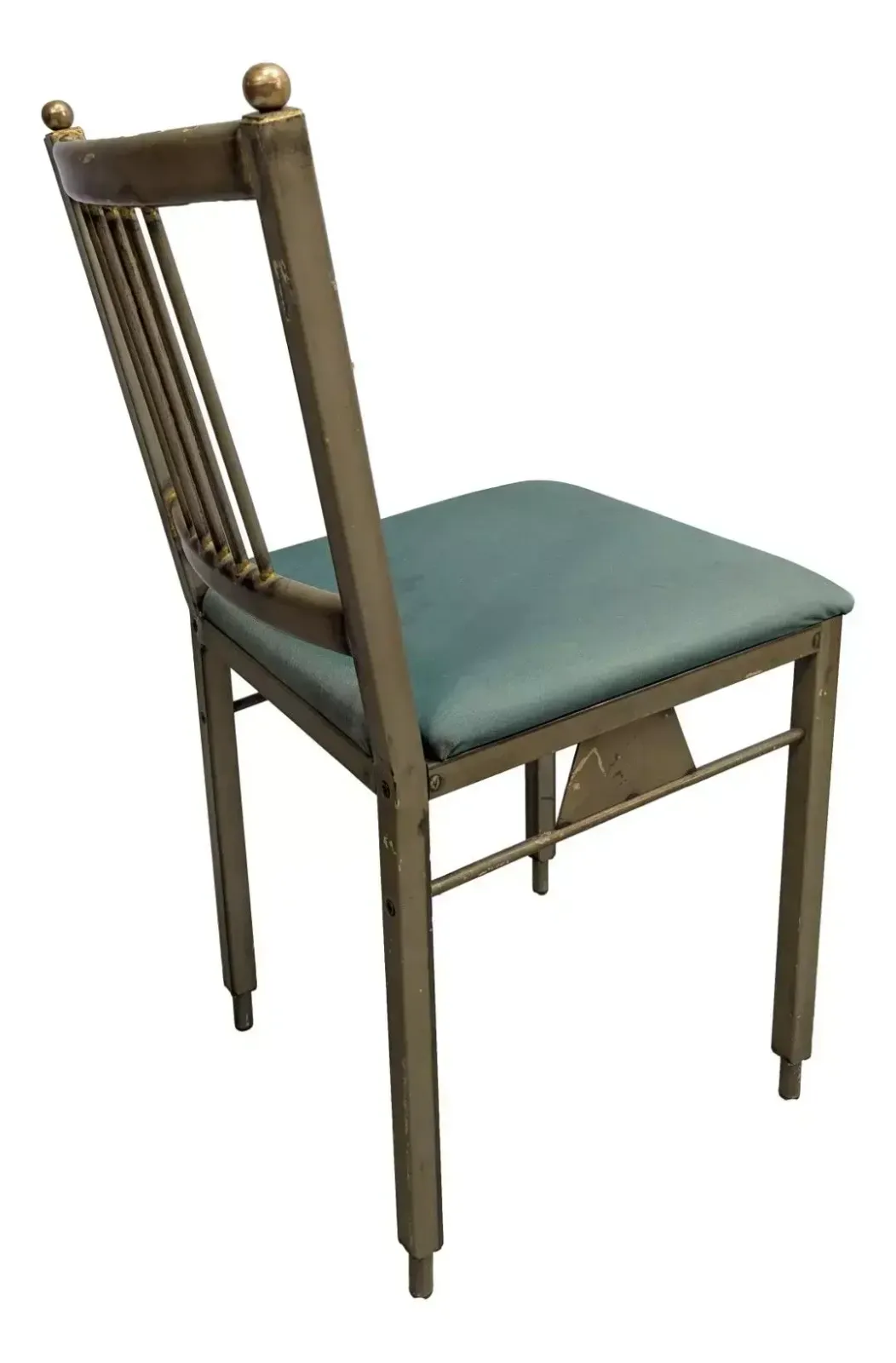 Desk And Chair Set In Patinated Metal And Brass, Glass Top, Attributed To The Italian Neo Rationalist Style, Circa 1980 photo Furniture