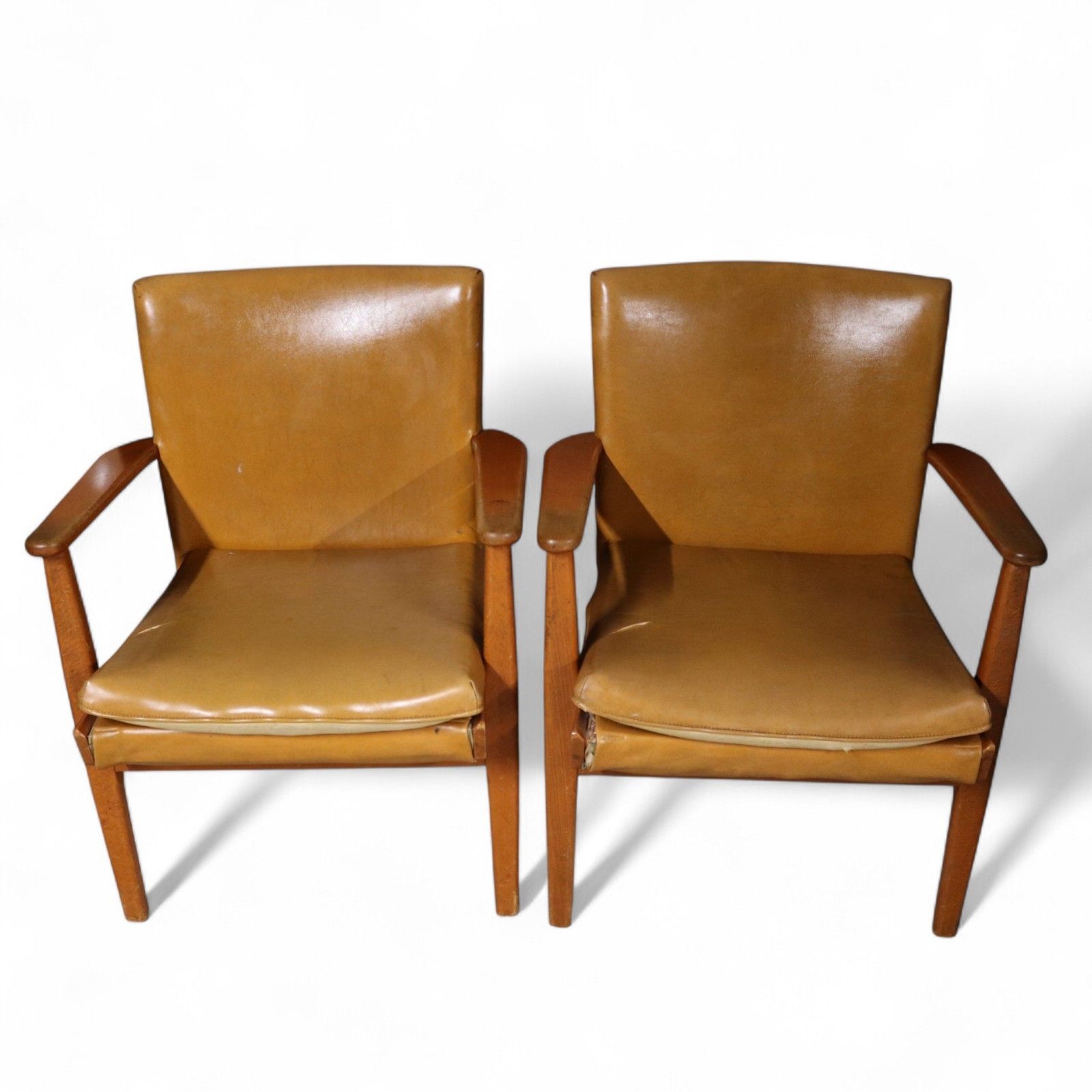 Pair Of Vintage Parker Knoll Pk 733 Armchairs Mid Century Beech Tan Vinyl photo furniture