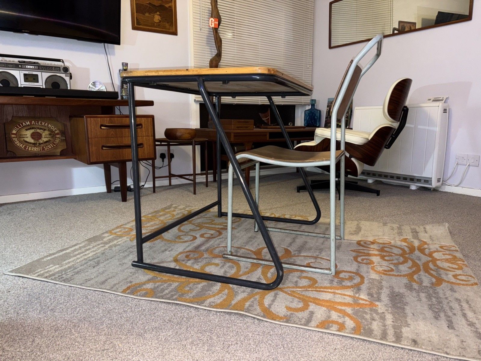 Du Al Industrial Stacking Desk & Chair Retro G Plan Era Mcm Pel Cox photo buy