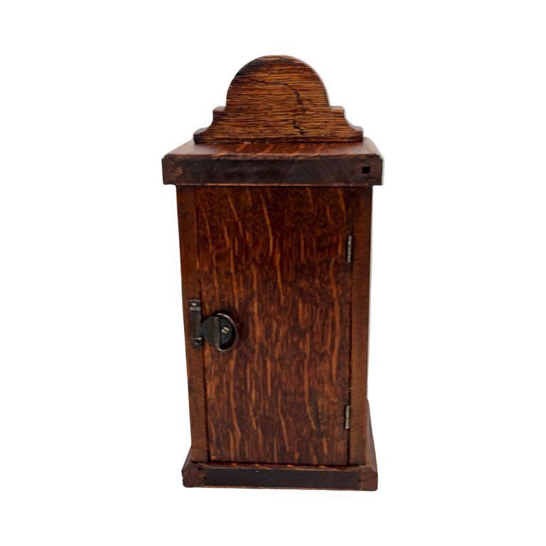 Miniature Mantel Clock   Oak Wood, Pendulum Mechanism, Germany, 1920s photo vinterior