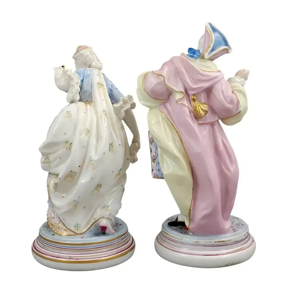 French Paris Porcelain Masquerade Figures In The Style Of Vion & Baury, C. 1860 photo for sale