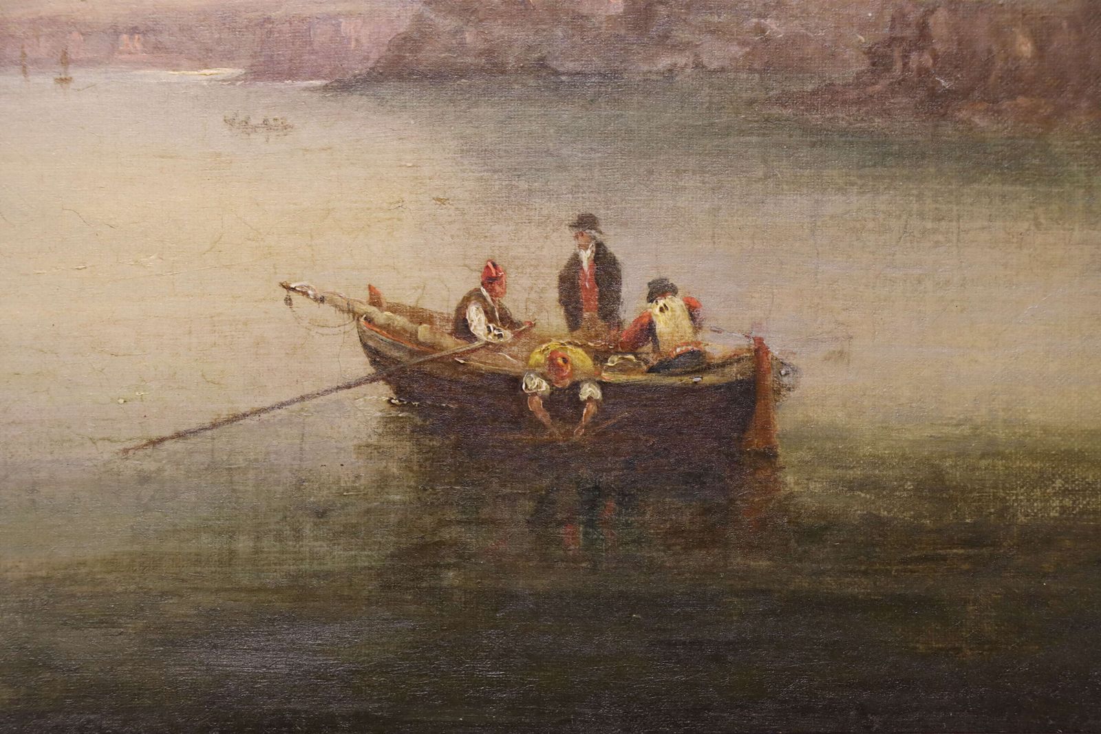 Early 19th Century Harbour Scene With Shipping And Coastal Figures, Oil On Canvas photo furniture