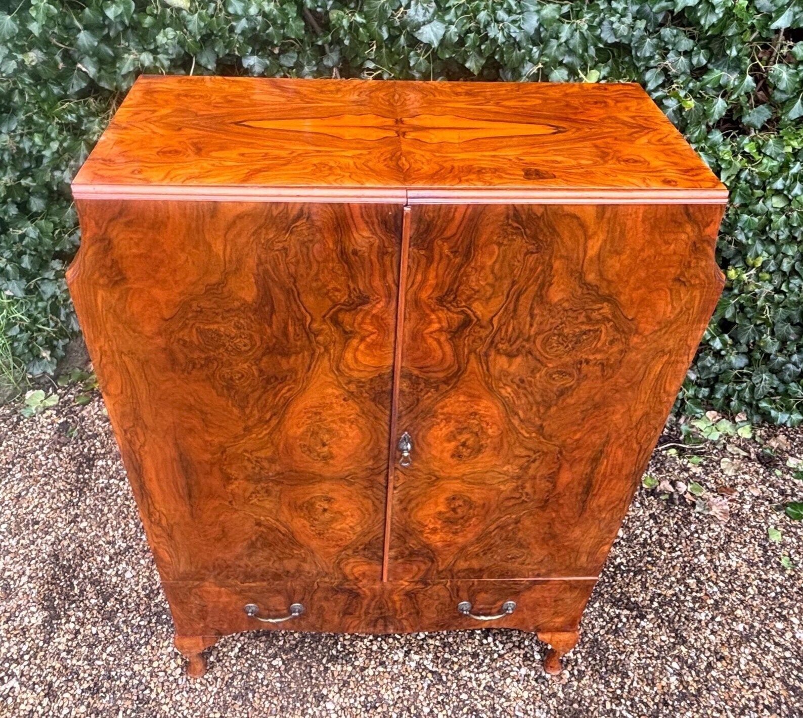 Furniture Vintage 1930’s Art Deco Burr Walnut Compactum photo