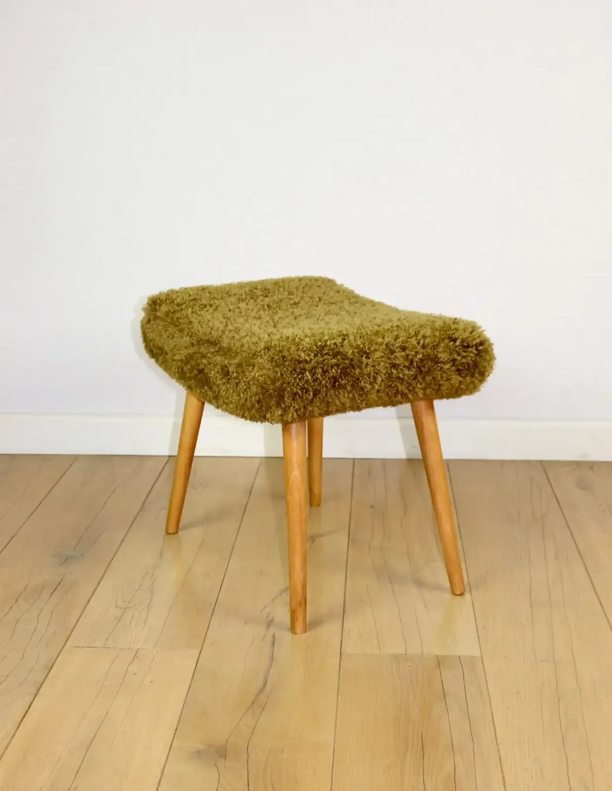 High Seat Stool With Pile In Khaki / Olive / Rudy   Beech Legs photo Furniture
