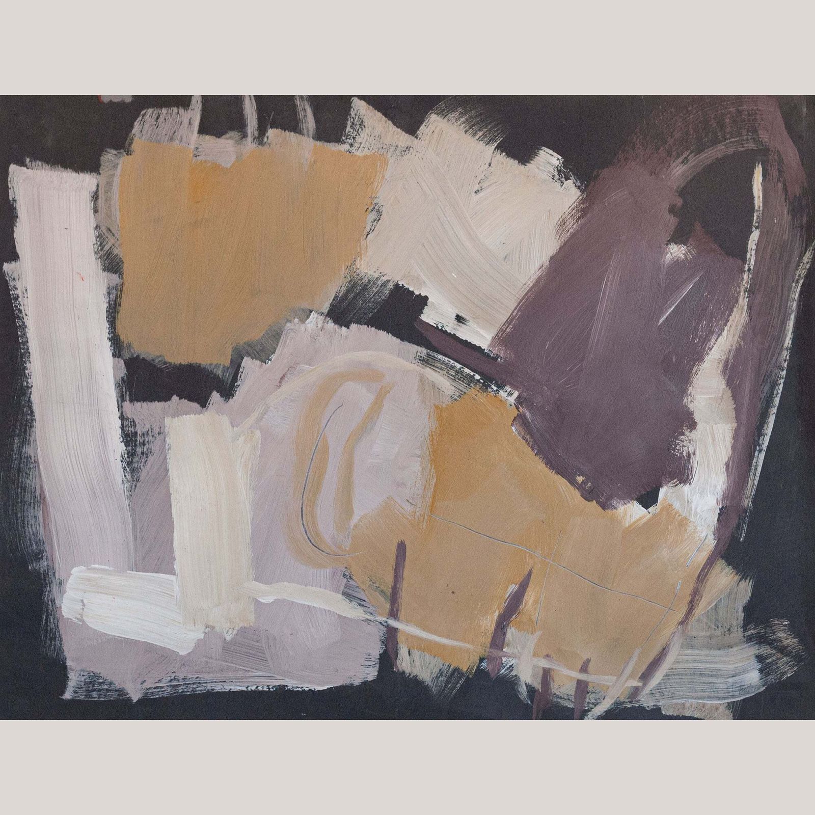 Abstracte Compositie In Oker En Pruim Van Elvira Fustero