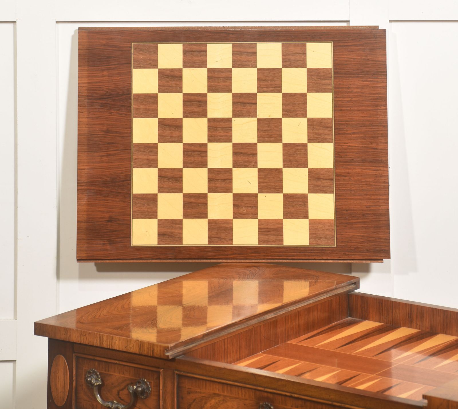 Regency Style Rosewood Inlaid Games Table photo for sale