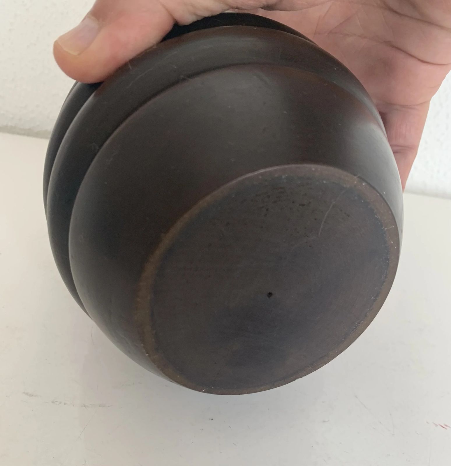 photo for sale Vintage 1930s Tobacco Jar, Carved Wood, Pipe   15 X 12 Cm