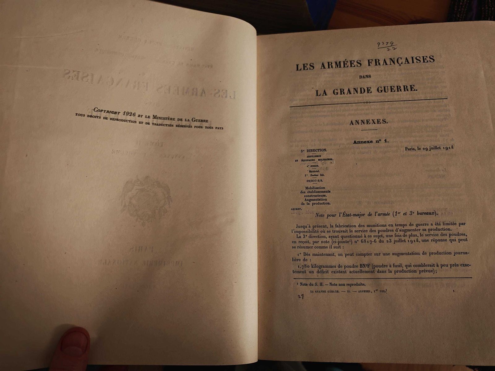 photo vinterior Antique "Les Armees Francaises Dans La Grande Guerre"   Tome II   Full Set   "Stabilisation Of The Front & Local Attacks"   Gd Cond   1931