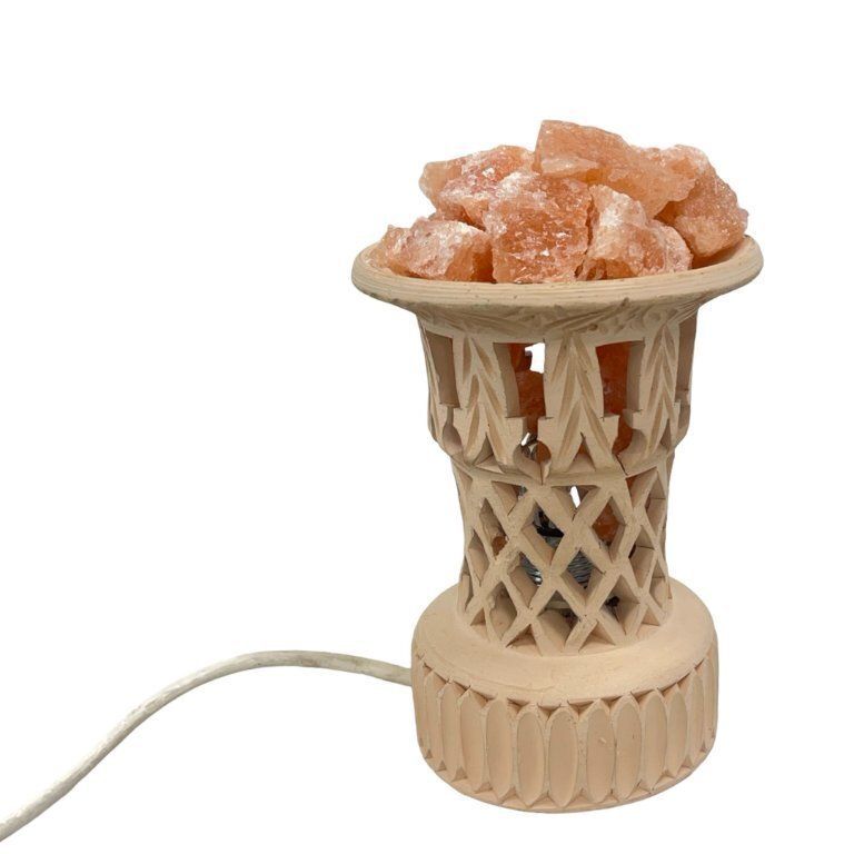 Carved Salt Lamp Made Of Natural Rock Salt, Ceramic, Vintage, Handmade, 1970s photo vintage