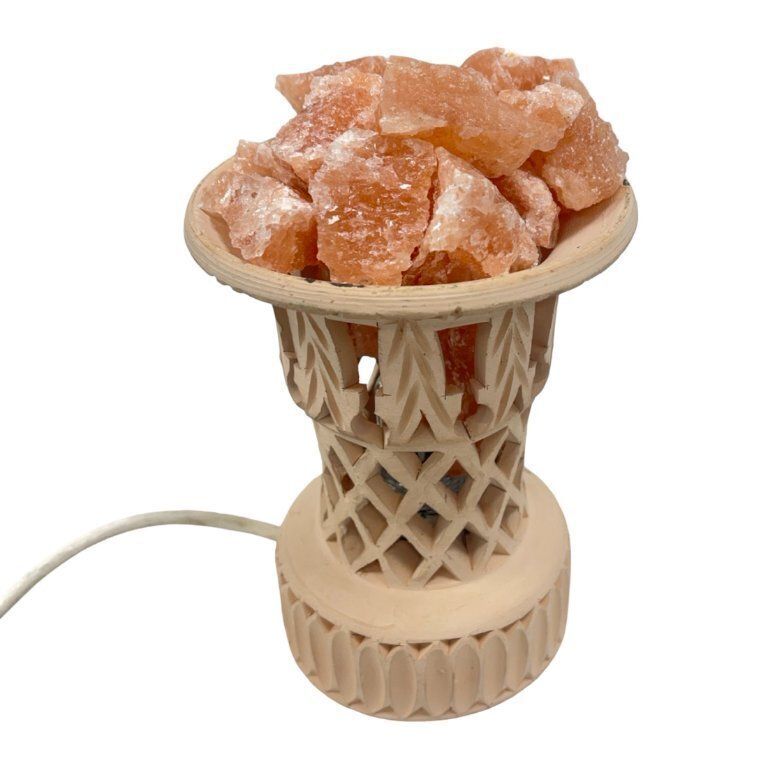 photo furniture Carved Salt Lamp Made Of Natural Rock Salt, Ceramic, Vintage, Handmade, 1970s