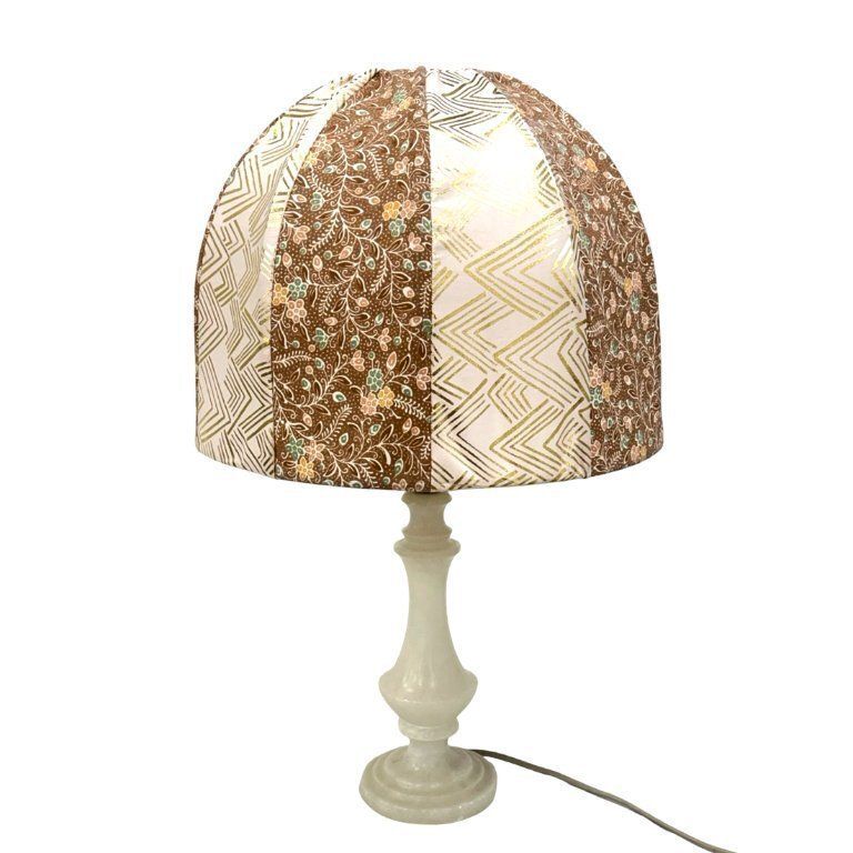 photo buy Italian Vintage Alabaster/Onyx Table Lamp, Hand Sewn Shade, 1960s.