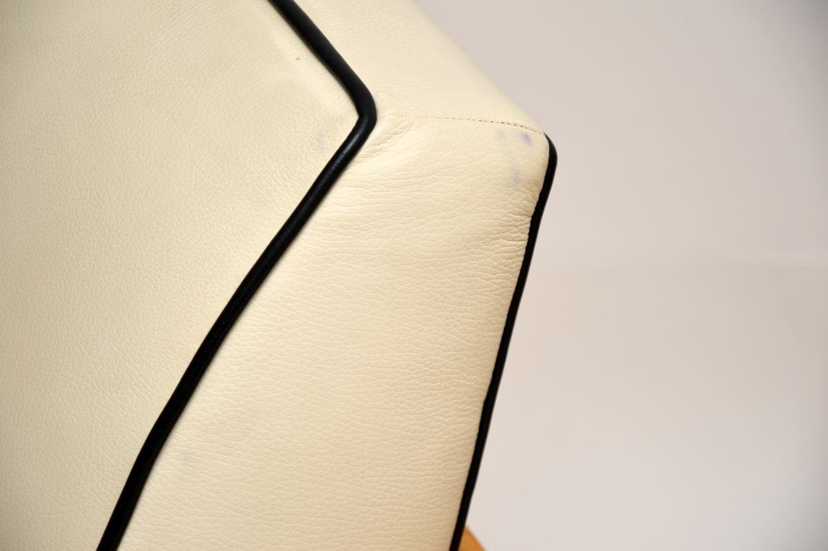 photo buy Pair Of Swedish Art Deco Armchairs In Leather And Satin Birch