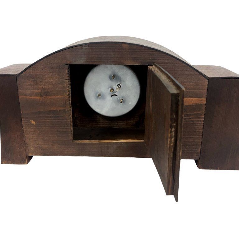 Antique Art Deco Wood Mantel Clock, Germany, 1930s photo vinterior