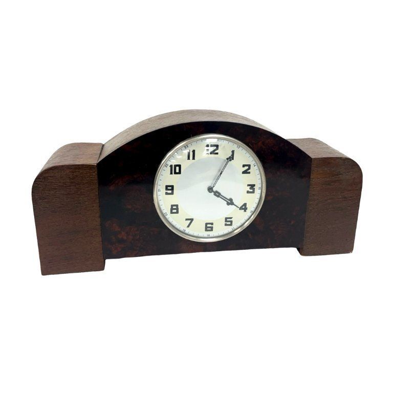 photo for sale Antique Art Deco Wood Mantel Clock, Germany, 1930s