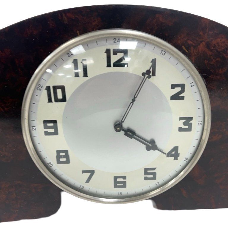 Home Decor Antique Art Deco Wood Mantel Clock, Germany, 1930s photo