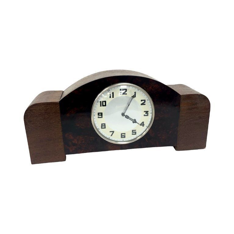 432.0 Antique Art Deco Wood Mantel Clock, Germany, 1930s photo