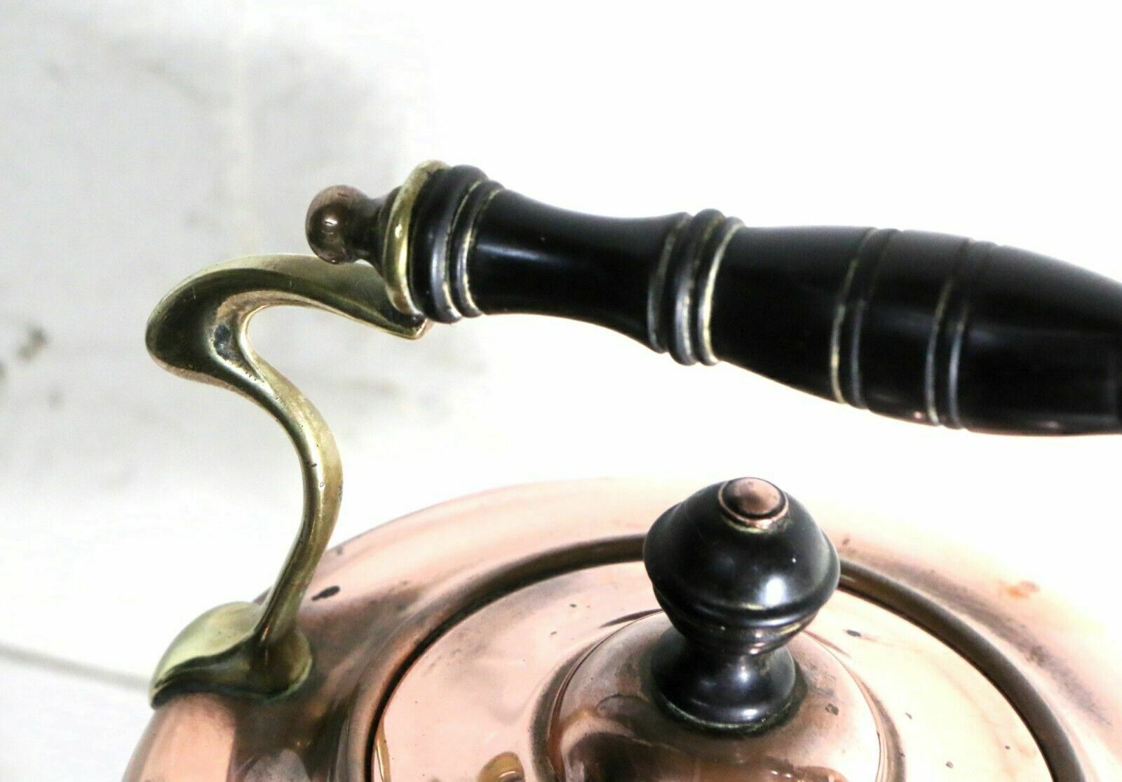 Antique Art Nouveau Copper Spirit Kettle With Brass Stand Late 19th Early 20th C photo vinterior