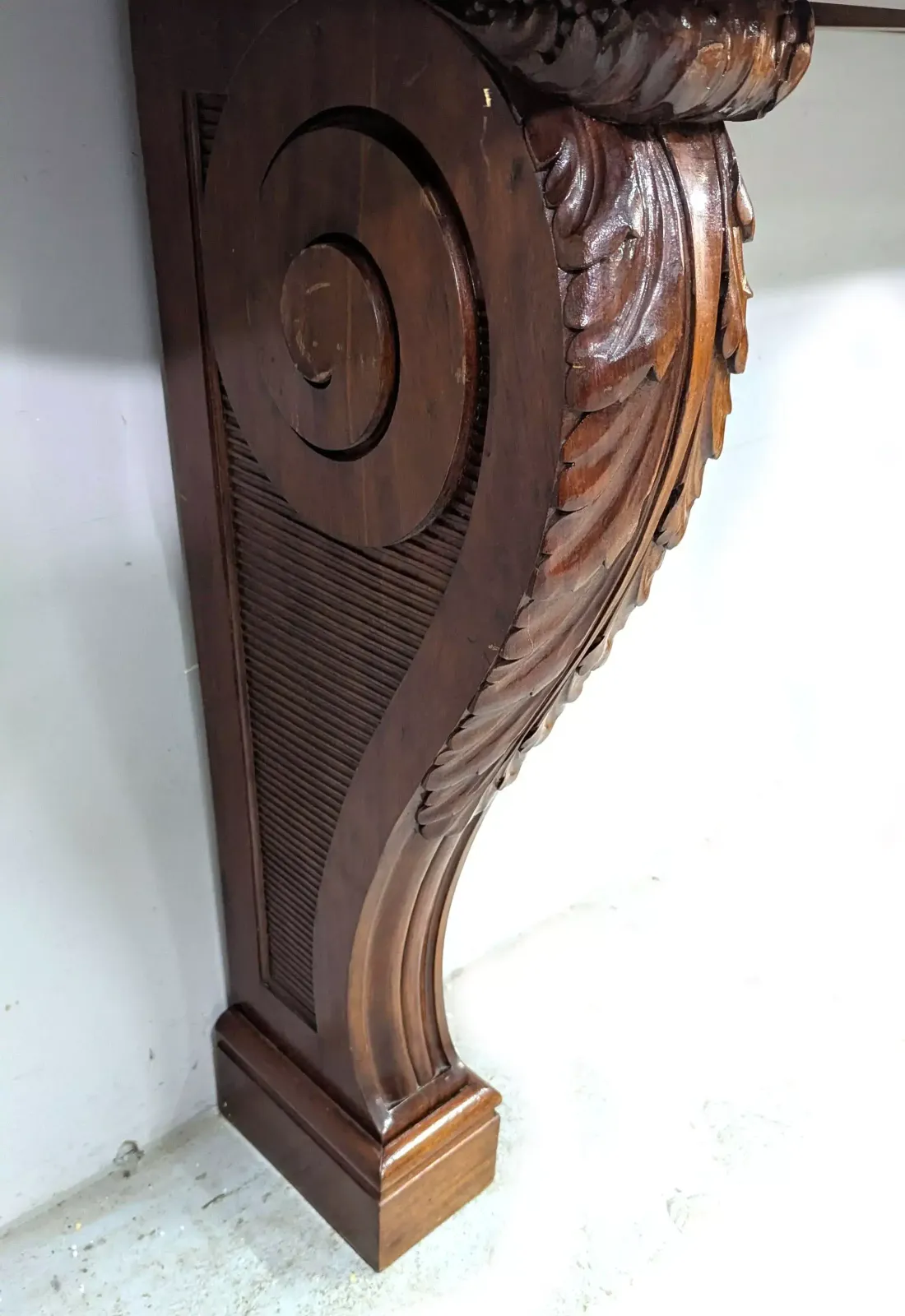 Napoleon III Mahogany Console Acanthus Leaves Marble 19th Century. photo 2073.0