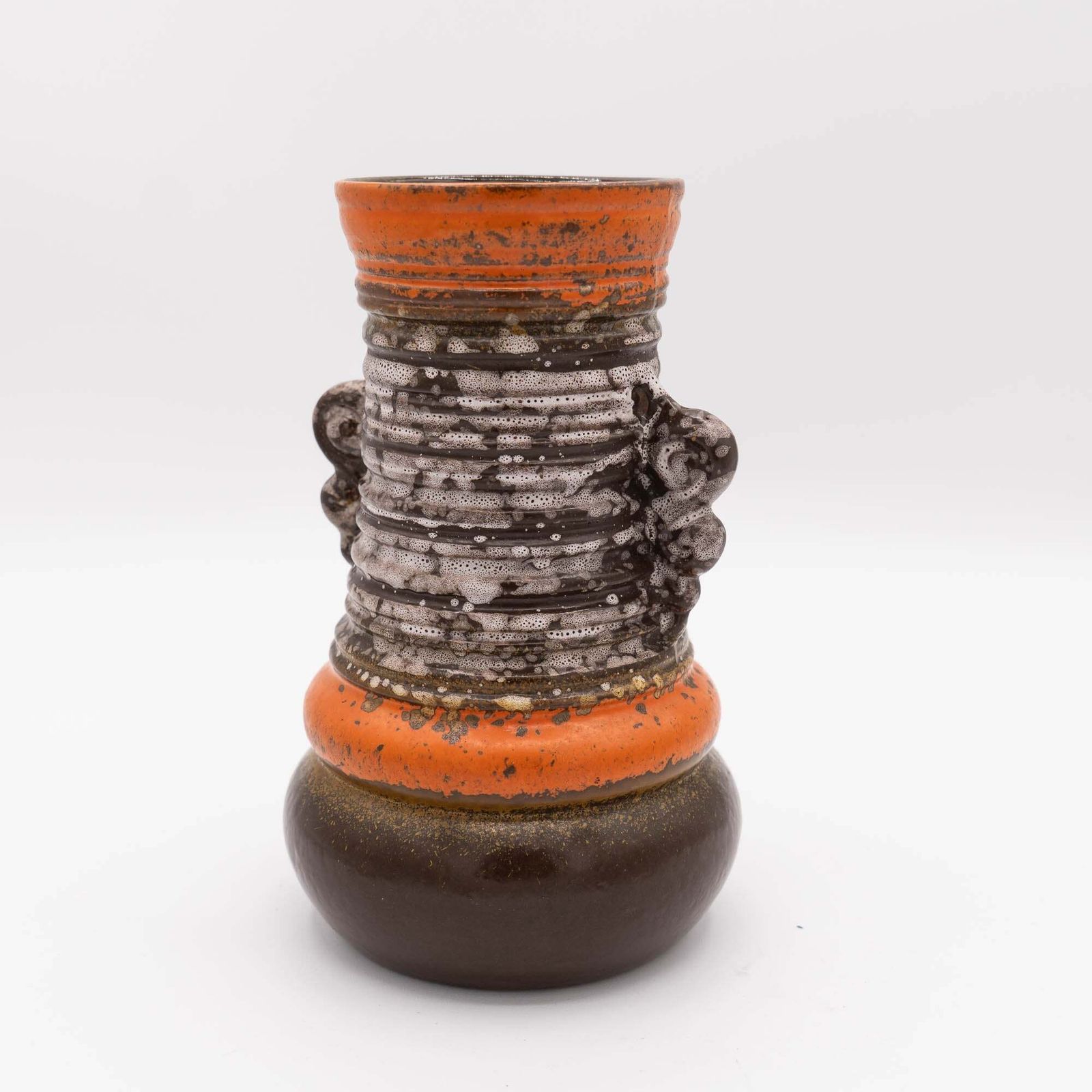Brutalist Vase In Orange & Brown   Form 1293   Strehla   C1960s photo Home Decor
