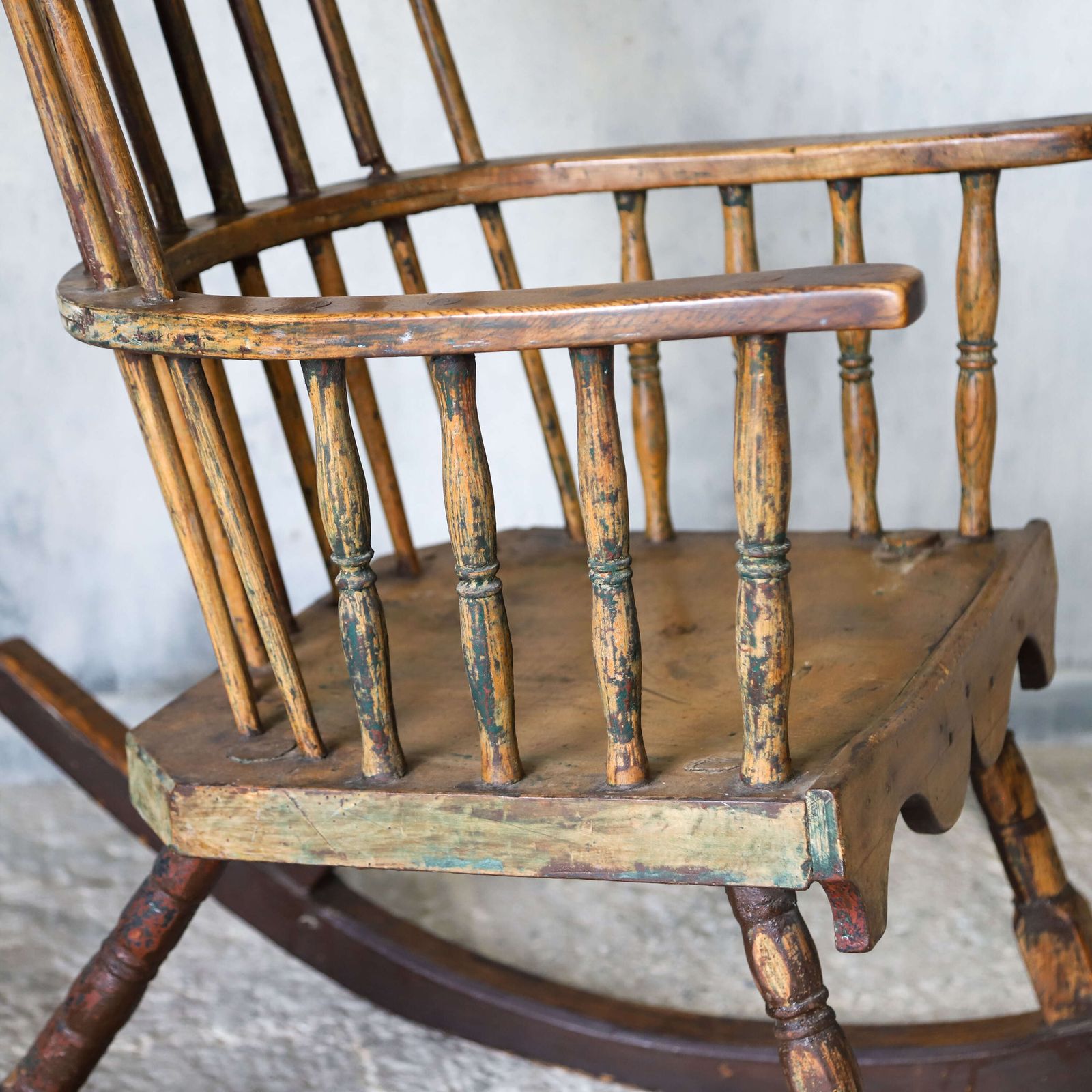 19th Century Primitive Vernacular English Comb Back Rocking Chair   Ash & Sycamore, C.1840 photo buy