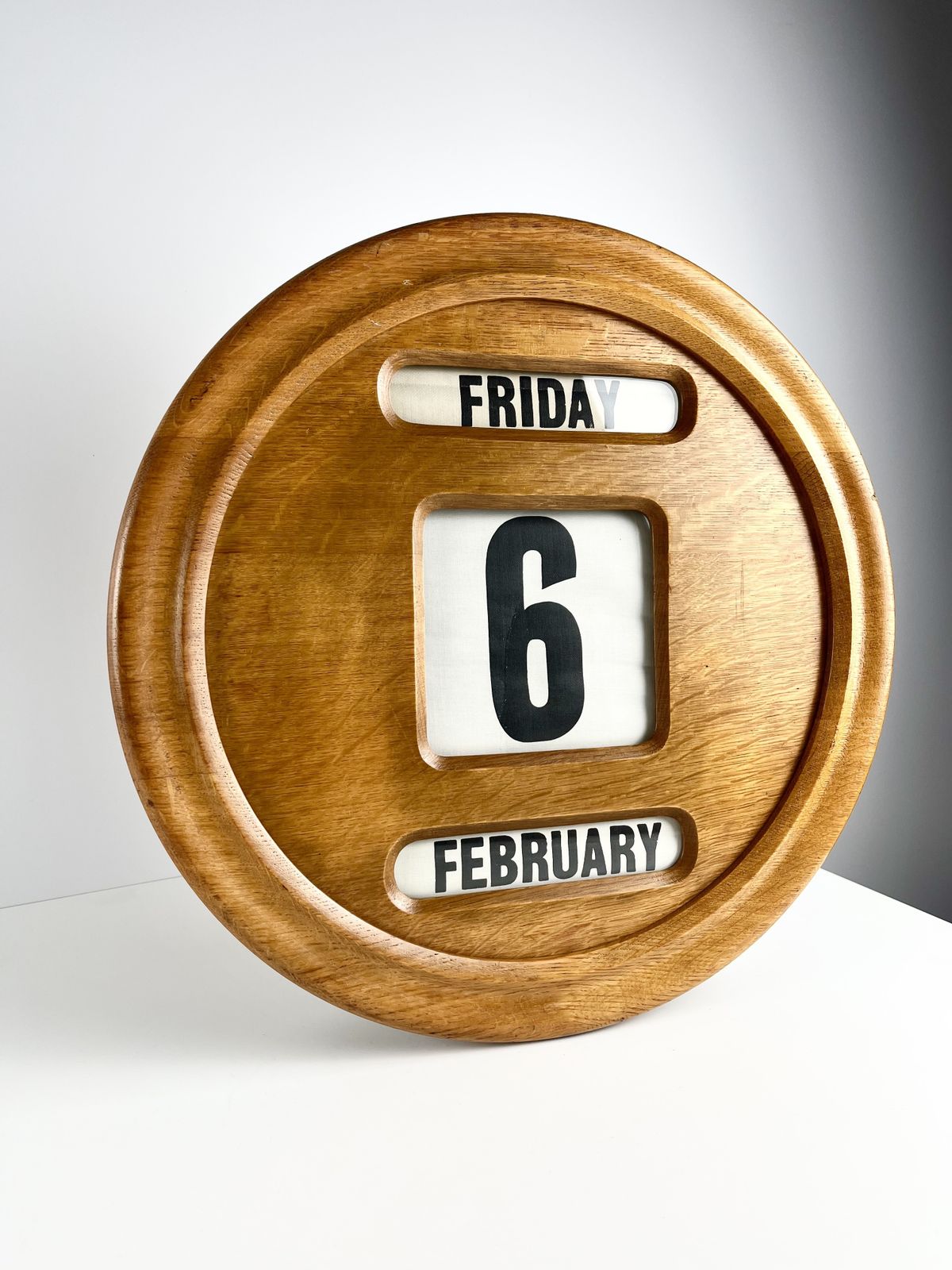 Oversized Perpetual Wall Calendar In Oak, British First Half 20th Century