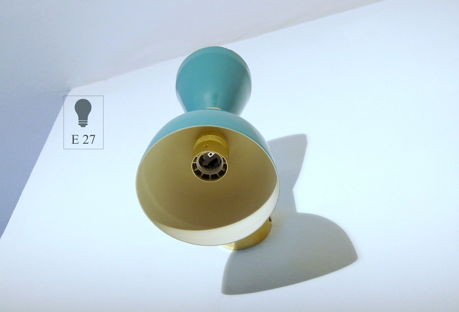 Pair Of Wall Lamp / Metal And Brass / Light Green Color Style '50 photo for sale