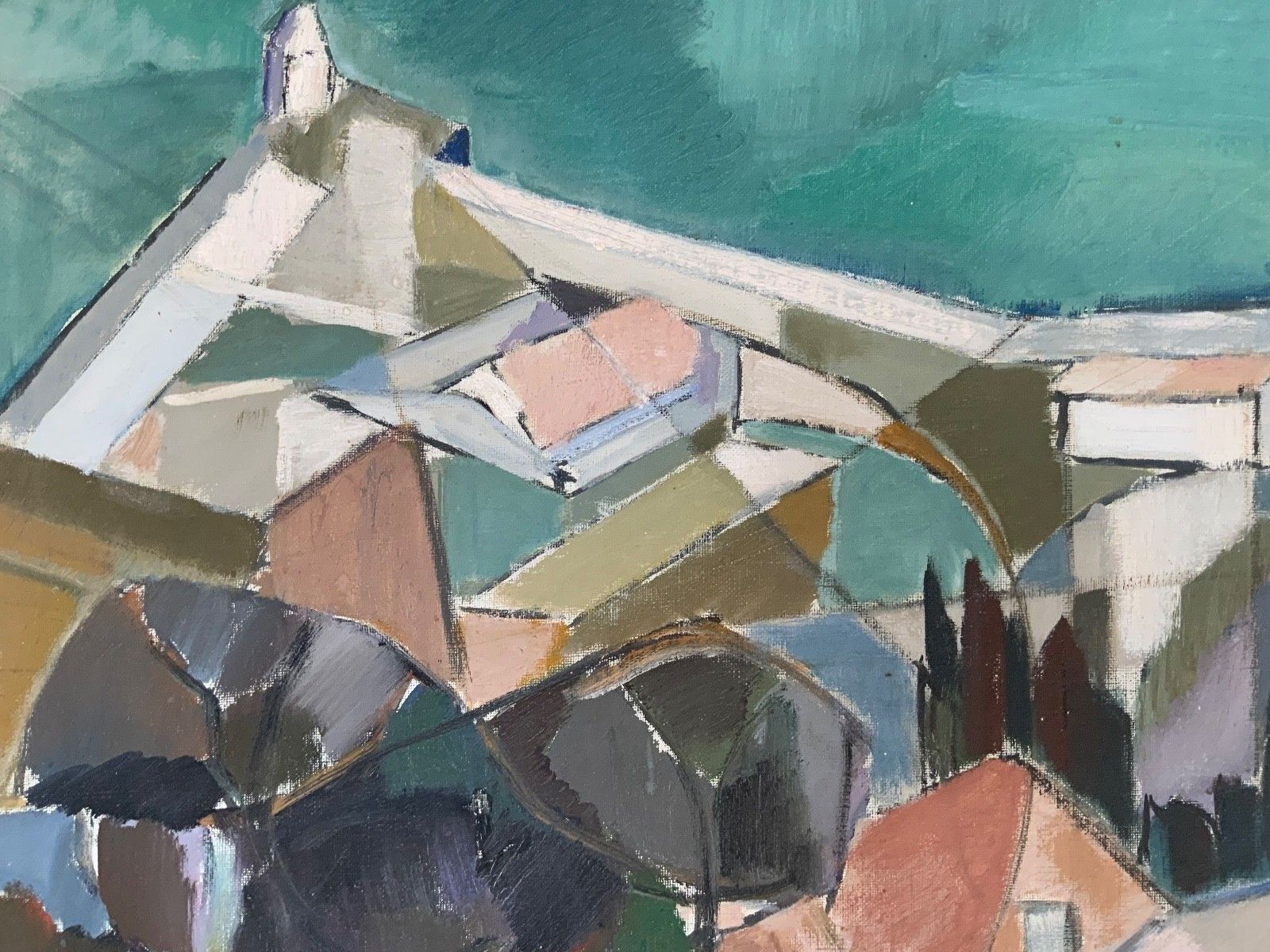 Vintage Original Modernists Oil On Canvas Landscape By Nini Landgren (1903 1976) photo Art