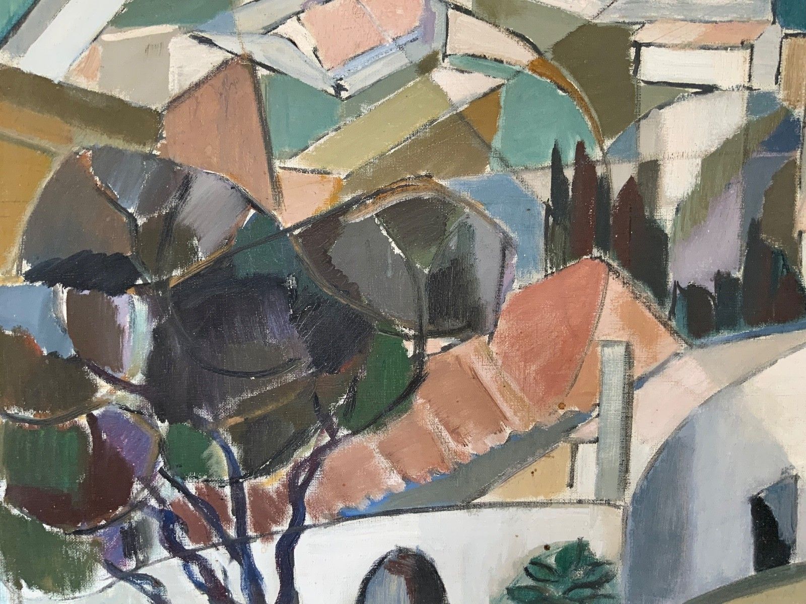 Vintage Original Modernists Oil On Canvas Landscape By Nini Landgren (1903 1976) photo vinterior