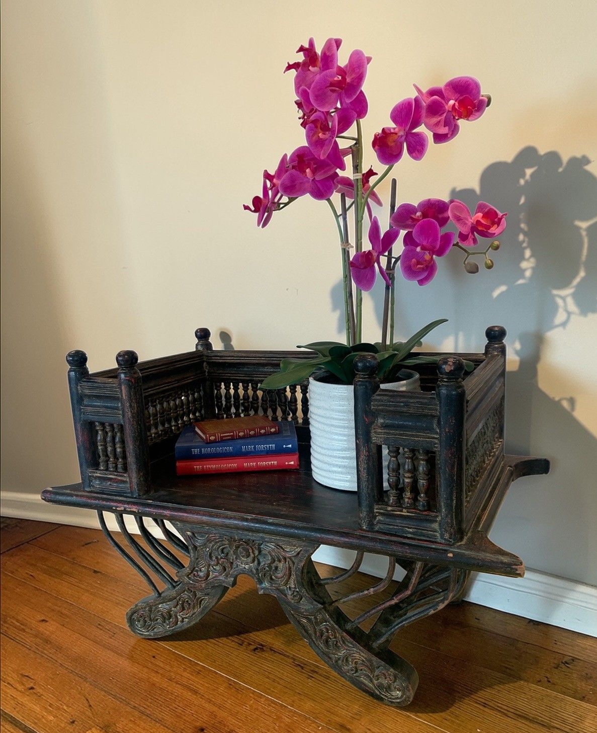 Rare 19th Century Burmese "Single Rider" Howdah Carved Lacquered Teak Elephant Seat Saddle Chair photo furniture