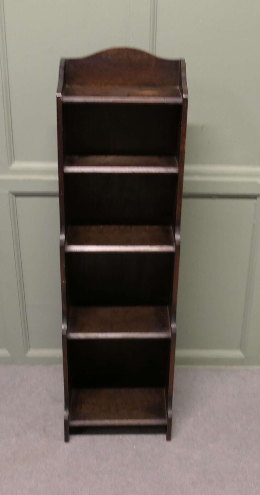 Art Deco Tall Slim Golden Oak Bookcase. photo 660.0