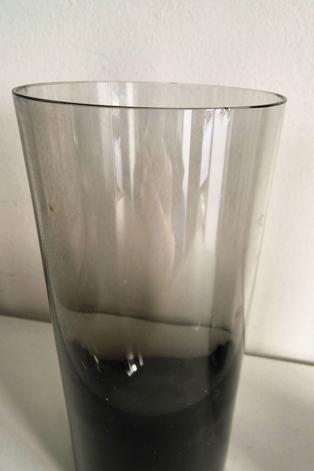Set Of 6 Mid Century Smoked Crystal Glass Highball Tumblers With Weighted Bases photo vintage