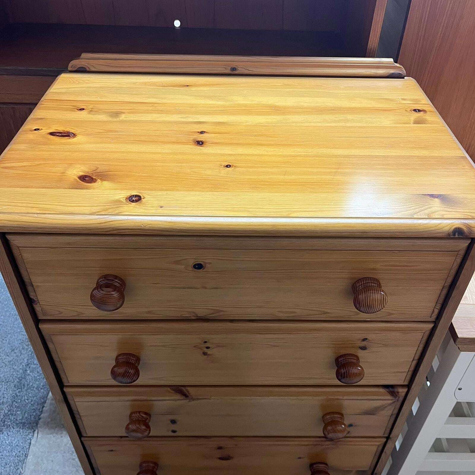Pine Chest Of 5 Drawers Knob Handles Ball Feet Gallery photo vinterior