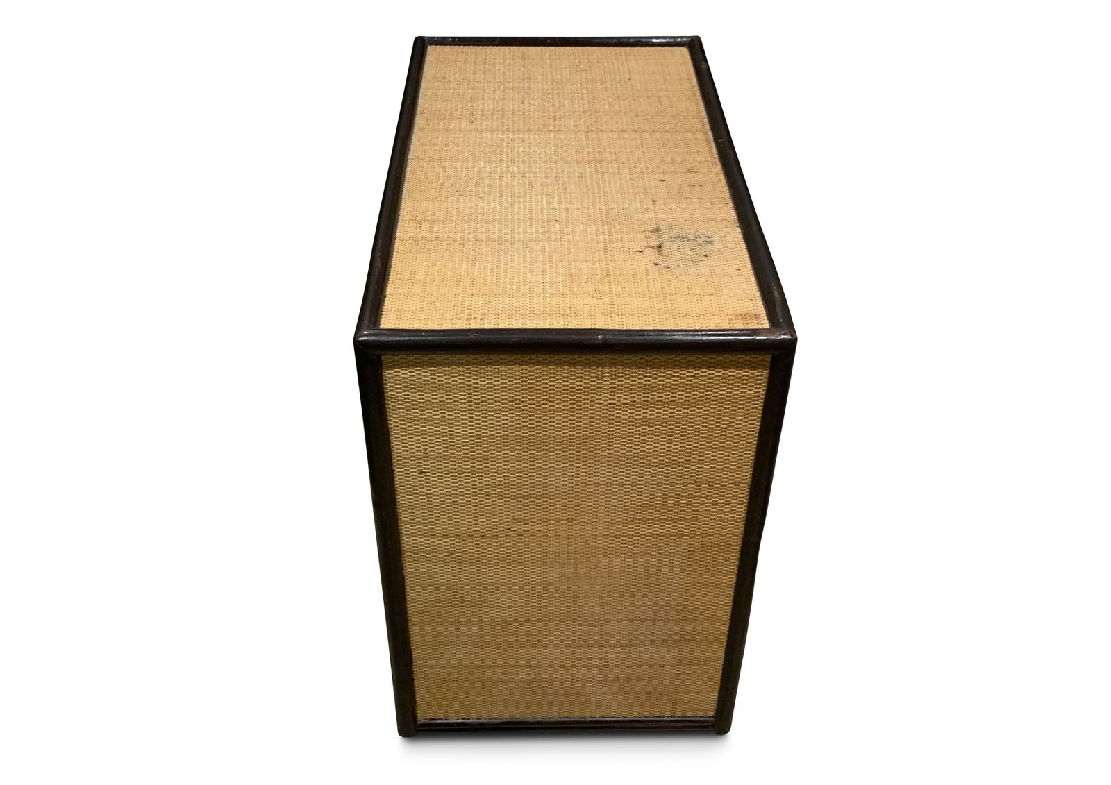 photo furniture Mid Century Organic Chest Of Drawers Rattan, Ebonised Wood With Brass Handles