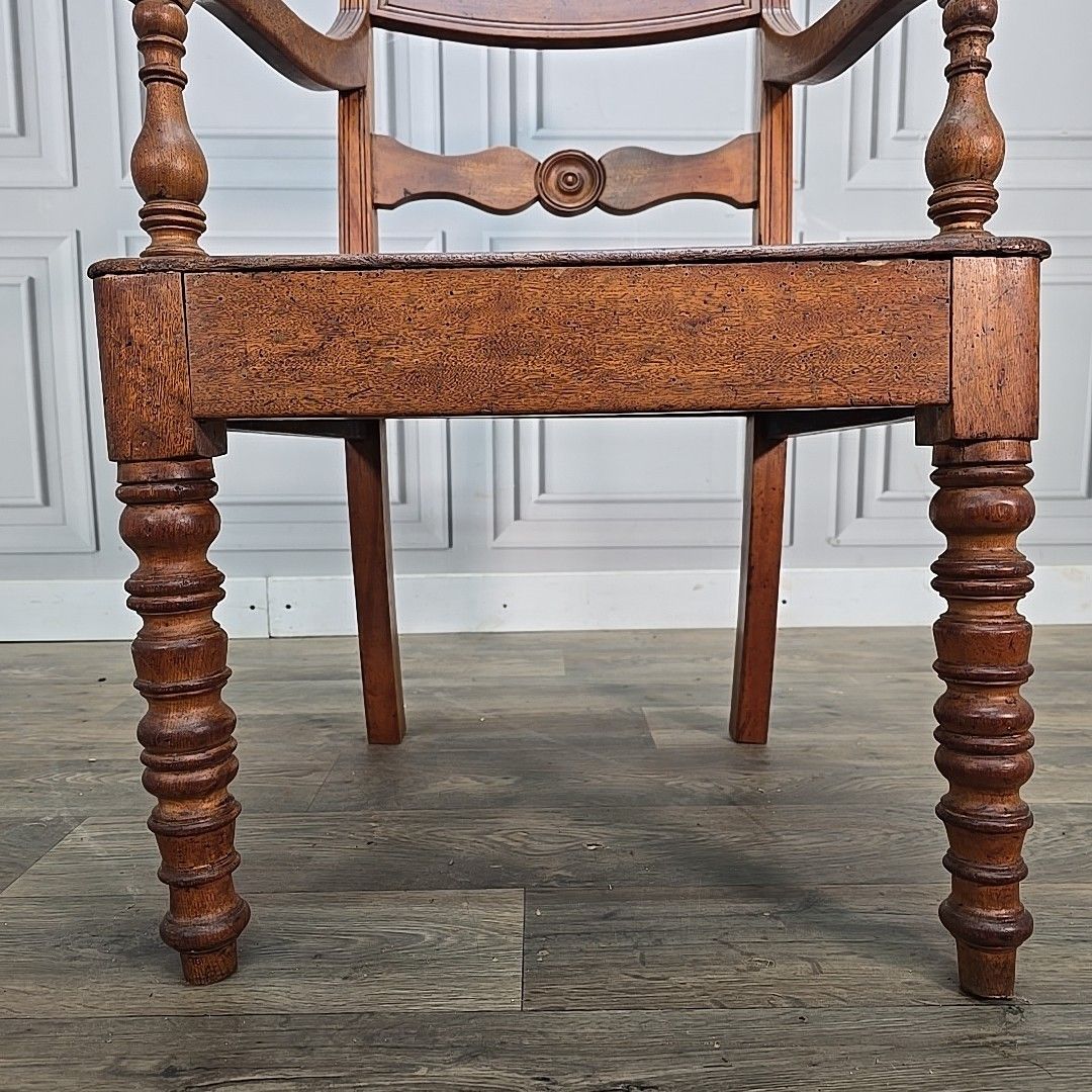 Antique Oak Armchair Desk Chair – Turned Solid Wood – Georgian Regency Country photo 270.0