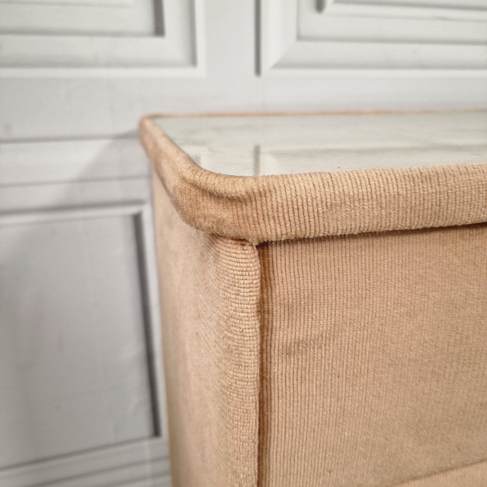 Vintage Bedside Drawers  Retro Velvet Fabric Side Table Cabinets Mid Century photo vintage