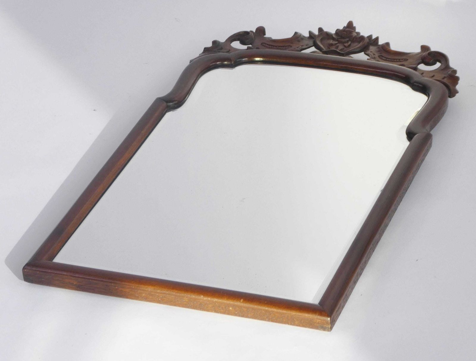 Antique Early 19th Century Scalloped Wall Mirror, Floral Carved Ornament, Dutch Farmhouse photo buy