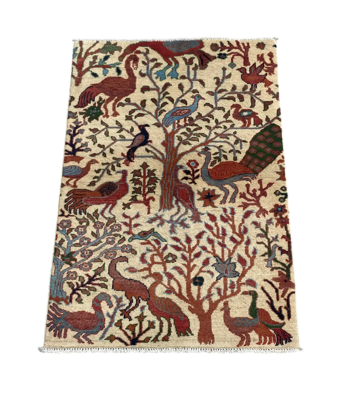 Tree Of Life Ivory Pictorial Forest Animal Print Rug