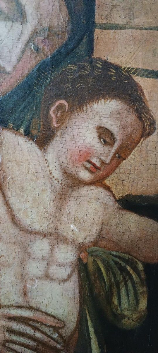 Antique Painted Panel   Holy Family   Venetian Cretan School, 16th Century photo Art