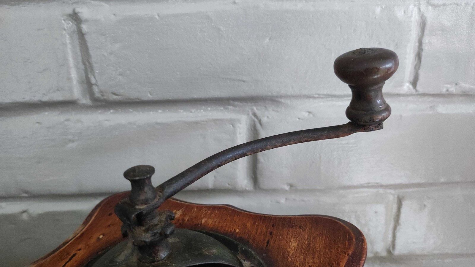 82.0 Large Antique Wooden Manual Coffee Grinder, French Counter Spice Mill photo