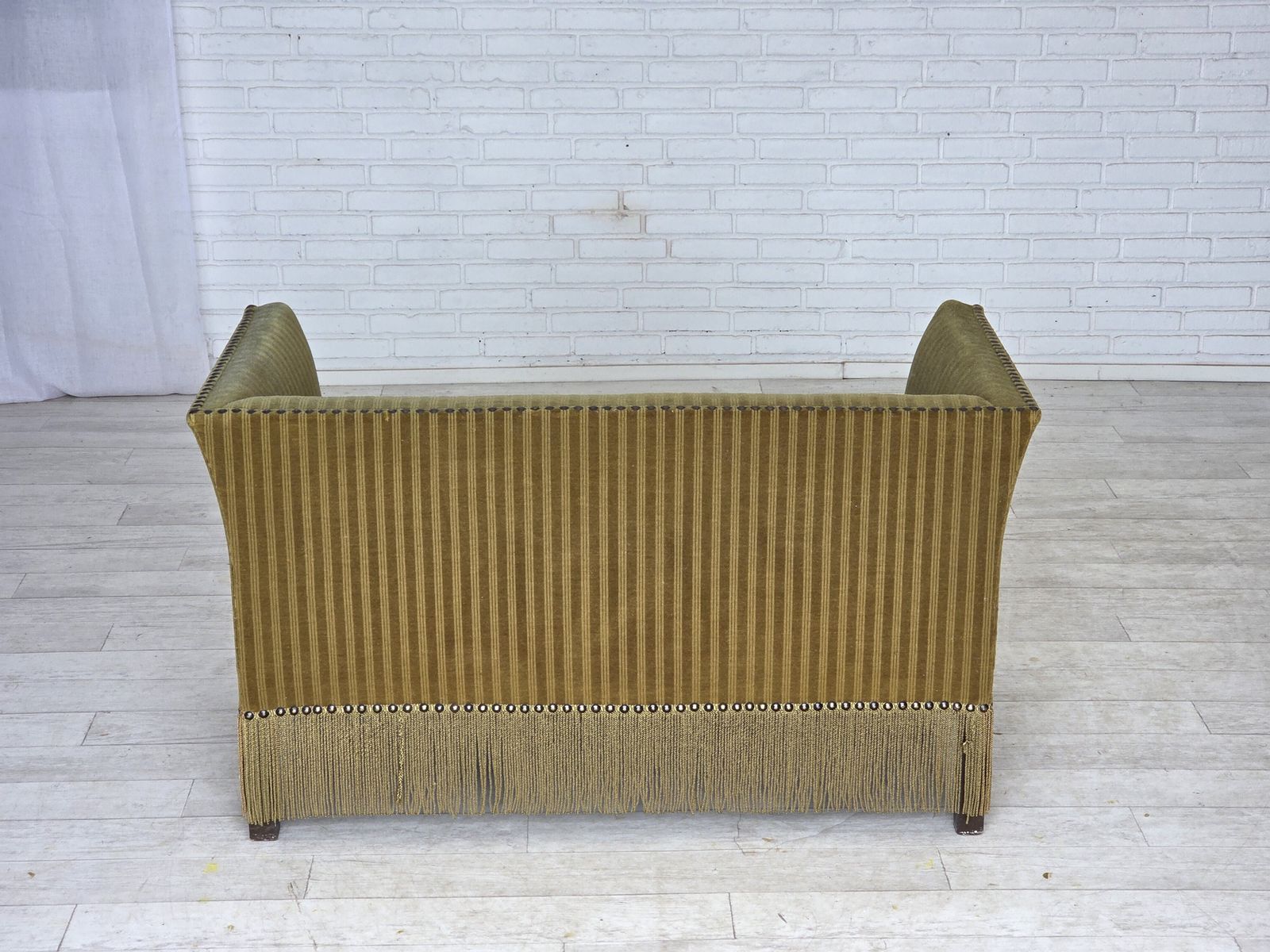 Furniture 1970s, Danish 2 Seater Sofa, Original Green Furniture Velour. photo